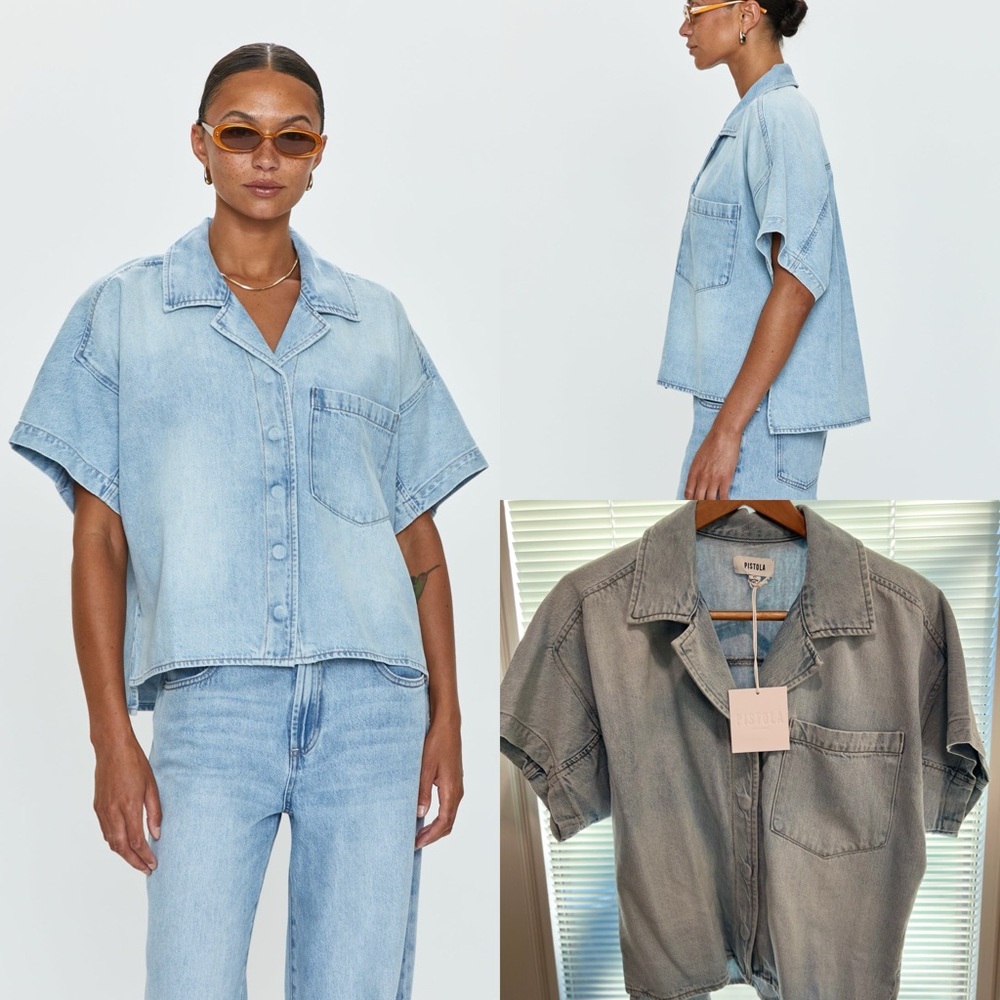 Pistola Della Camp Blue Denim Short Sleeve Shirt NWT